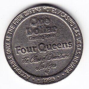 1989 Four Queens Hotel & Casino Las Vegas $1 Gaming Token (b18)